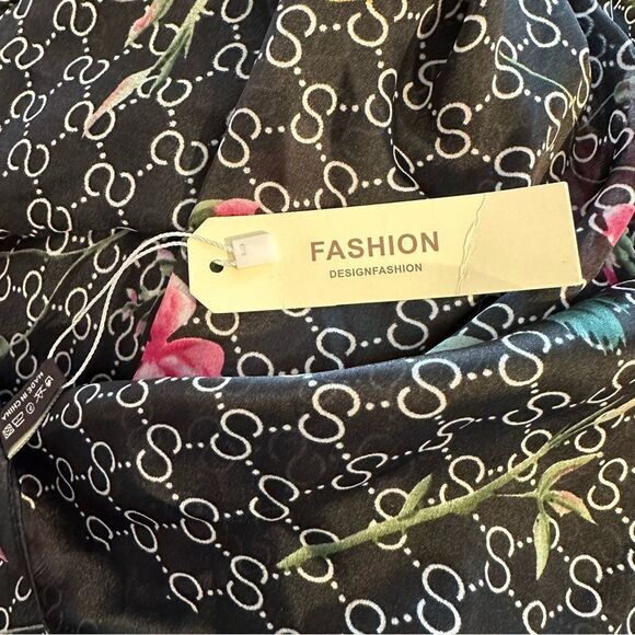 100% SILK BY FASHION DESIGN FEATHER FLORAL LARGE SOFT LIGHTWEIGHT SCARF NWT - Picture 8 of 11